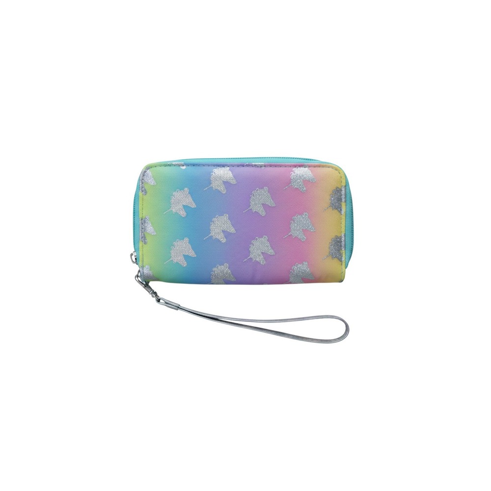 Claire's Wristlet Wallet Girls OS Rainbow NWT Glitter Unicorn Zip Around